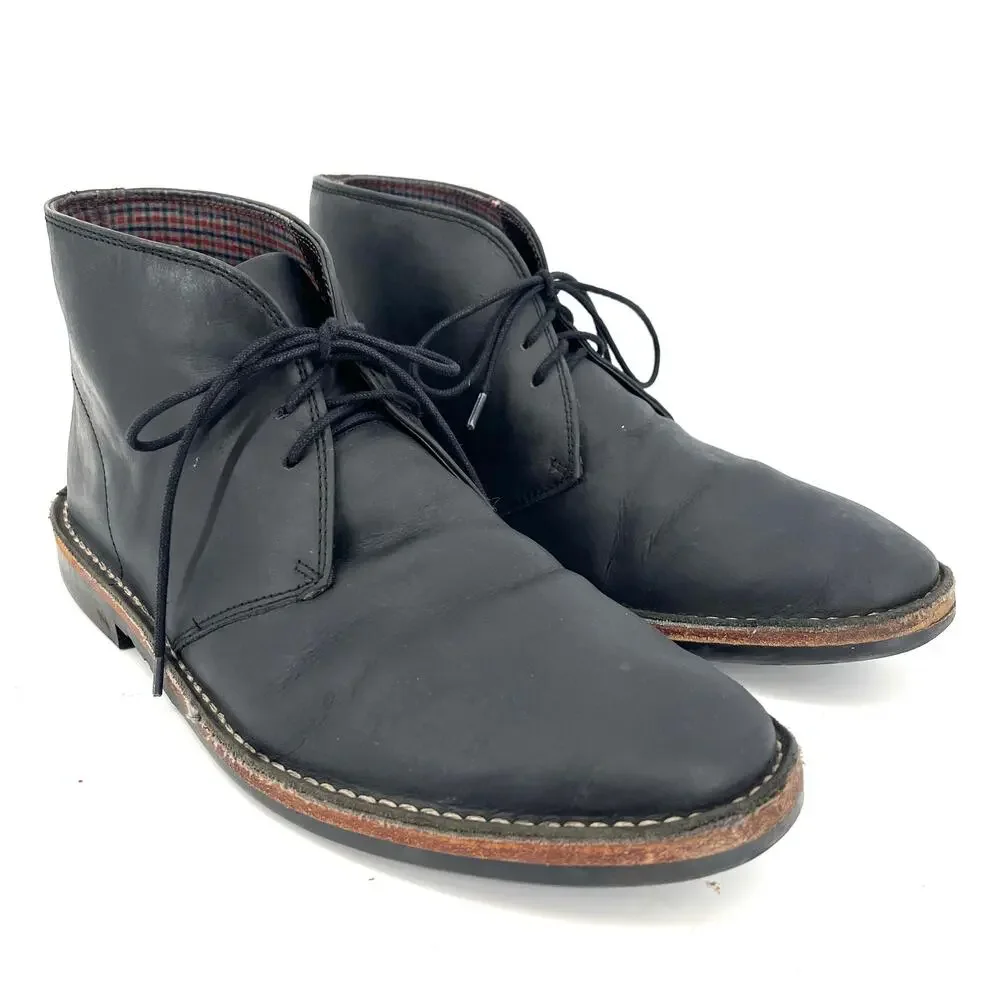 Ben Sherman Black Nubuck Leather Desert Boots‎ - Fabric Lined, Men's Size 10